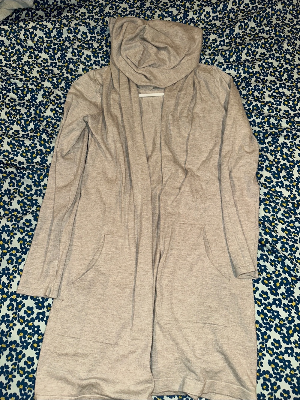 Cyrus Light Taupe Open-Front Hooded Cardigan